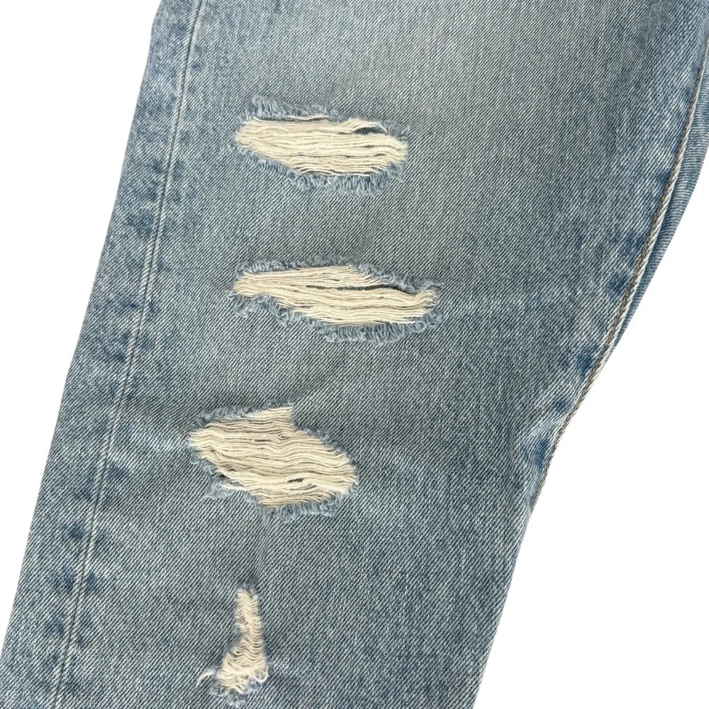 Levis Premium 501 Distressed Light‎ Wash Button Fly Jeans W28 L28 Denim Skinny